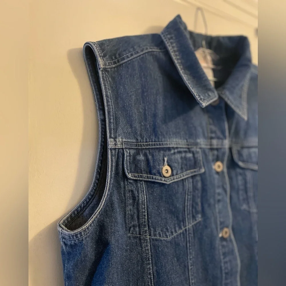 Vintage Denim Vest Button Front Collar Size Extra Large